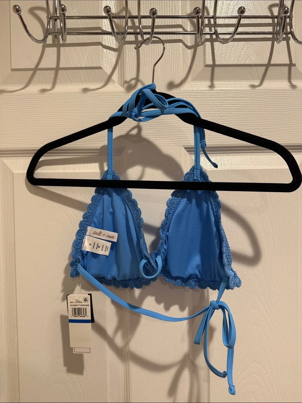 Salt + Cove Blue Crochet Triangle Bikini Top